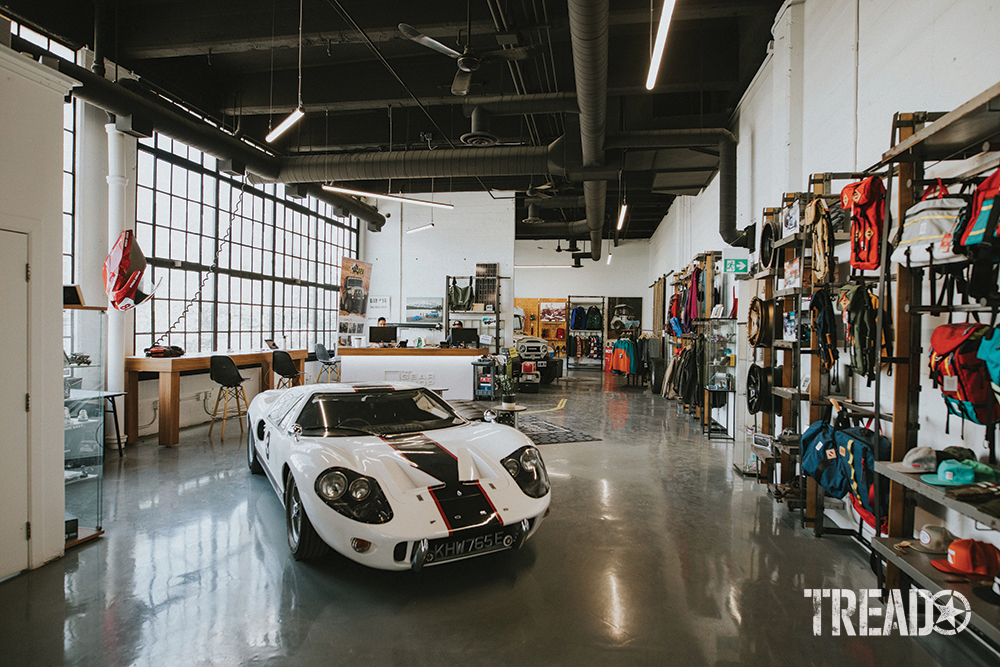 The Gear Shop lobby wouldn’t be complete without this white and black Ford GT40!