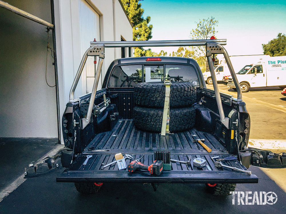 Truck bed with bed rack being built for Leitner Designs.