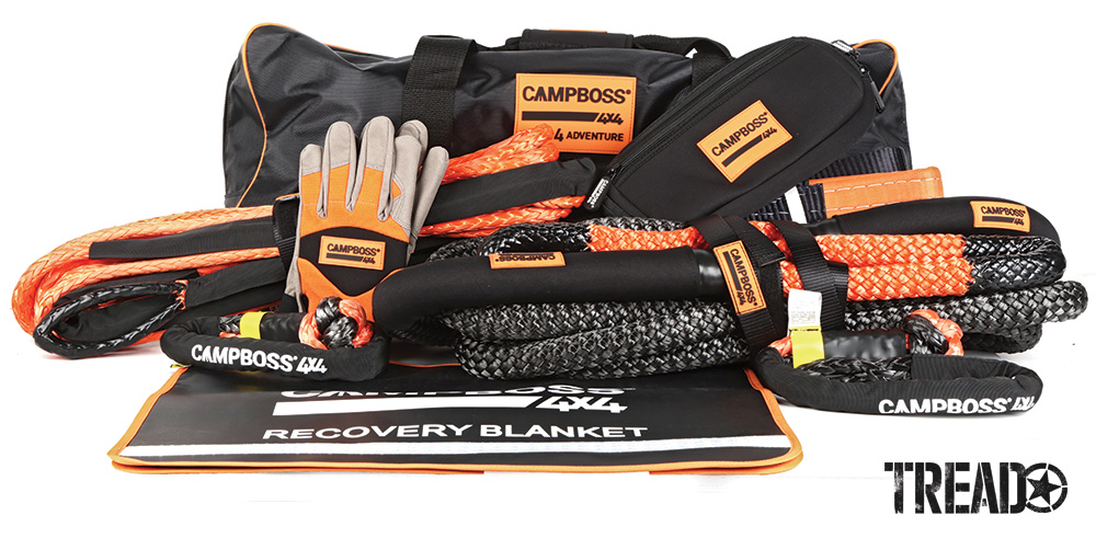 The kit features three key components that eliminate the risk associated with traditional recovery kits: a kinetic recovery rope, winch extension rope and soft shackles. There are no steel components, which helps increase recovery safety. Black and orange tree protector, gloves, heavy-duty carry bag and more are also included.