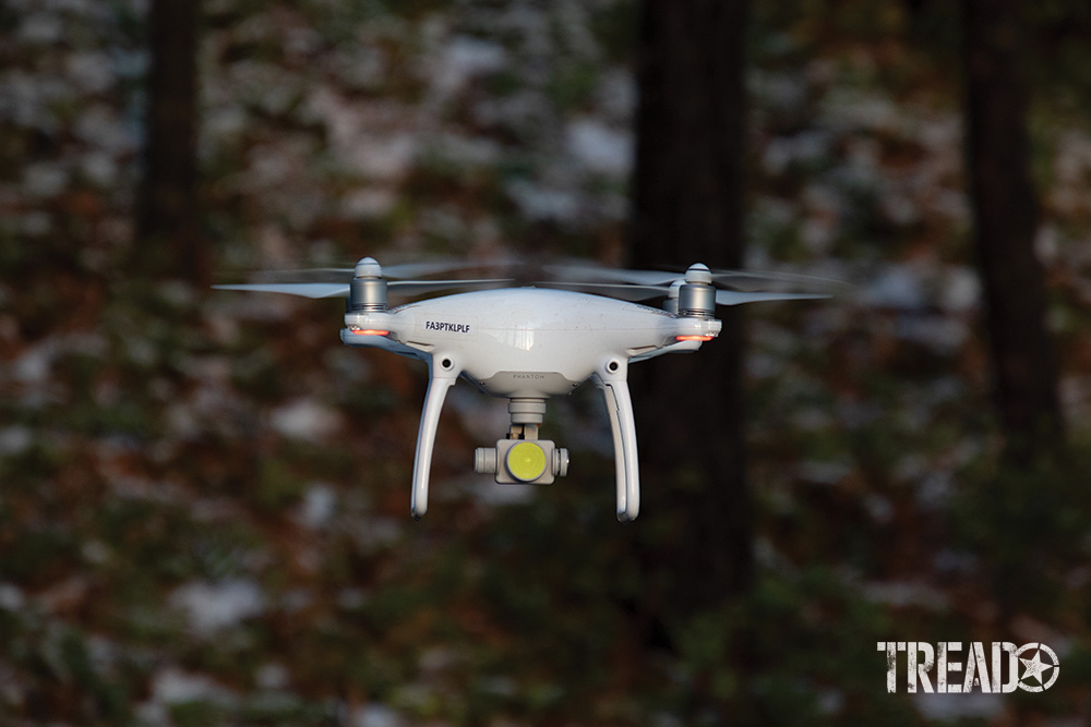 All of the author’s aircraft are by DJI, and the white Phantom 4 Pro (with silver propellers in motion as it flies) is an excellent choice for a high-quality sUAS.