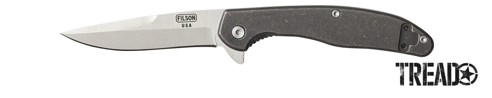 Filson/Titanium Frame-Lock Knife has a stainless steel non-serrated blade and a titanium handle.