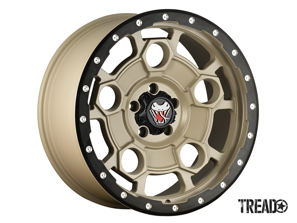 The M26 is offered in Mojave Sand gold color with a matte-black lip edge and machined drill holes. Styled in a unique, double-five-spoke oval window design, the M26 is available in five- and six-lug options and comes in 17x9, 18x9 and 20x9 sizes.