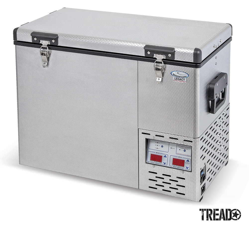 This silver fridge/freezer is the perfect overlander's food and drink companion when traveling to remote locations.