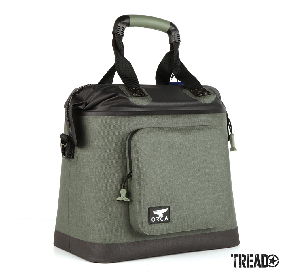 Black and army green zippered ORCA/Walker Tote cooler
