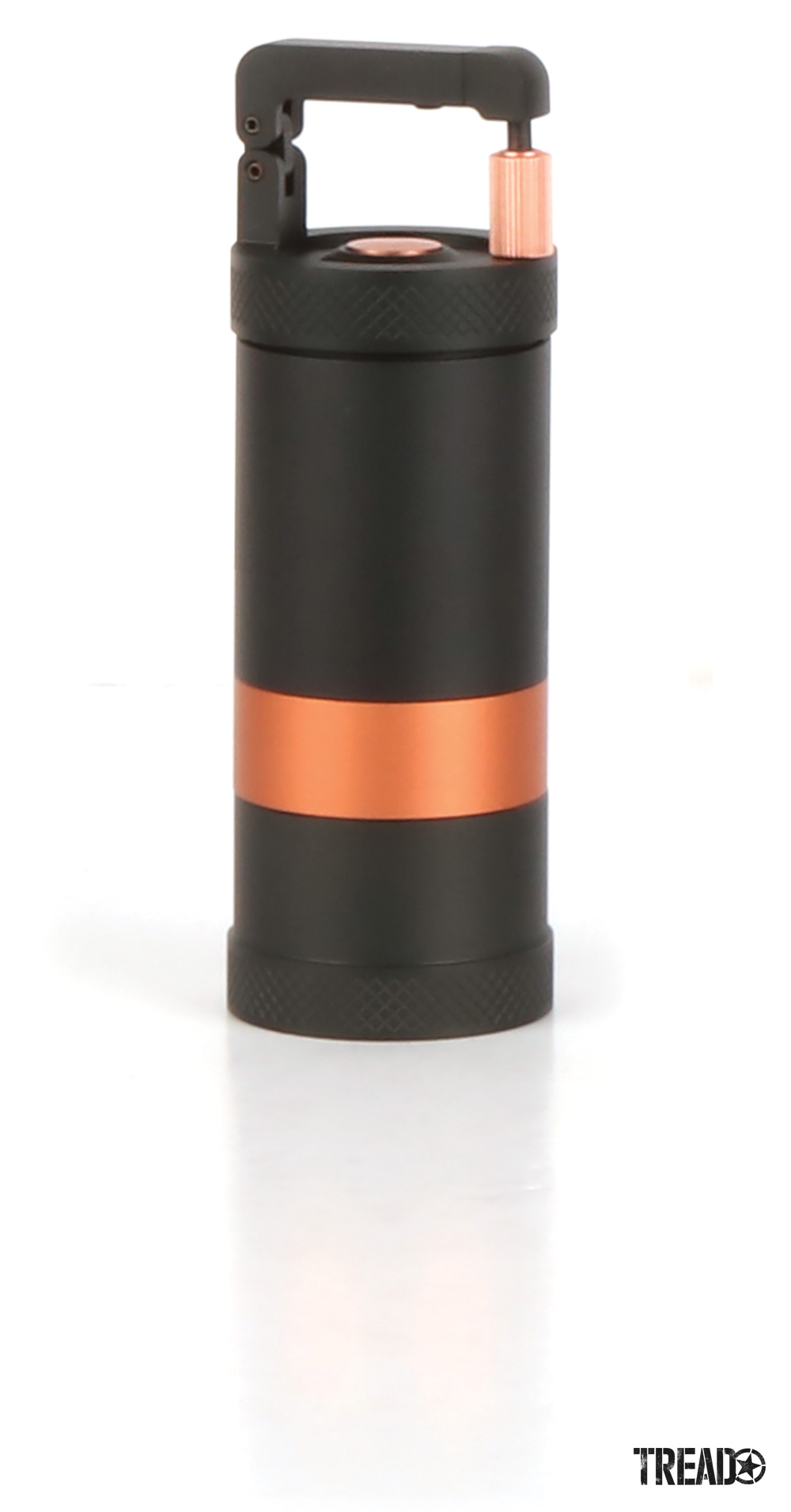 Black and copper-colored VSSL/Java Coffee Grinder with built-in carabiner