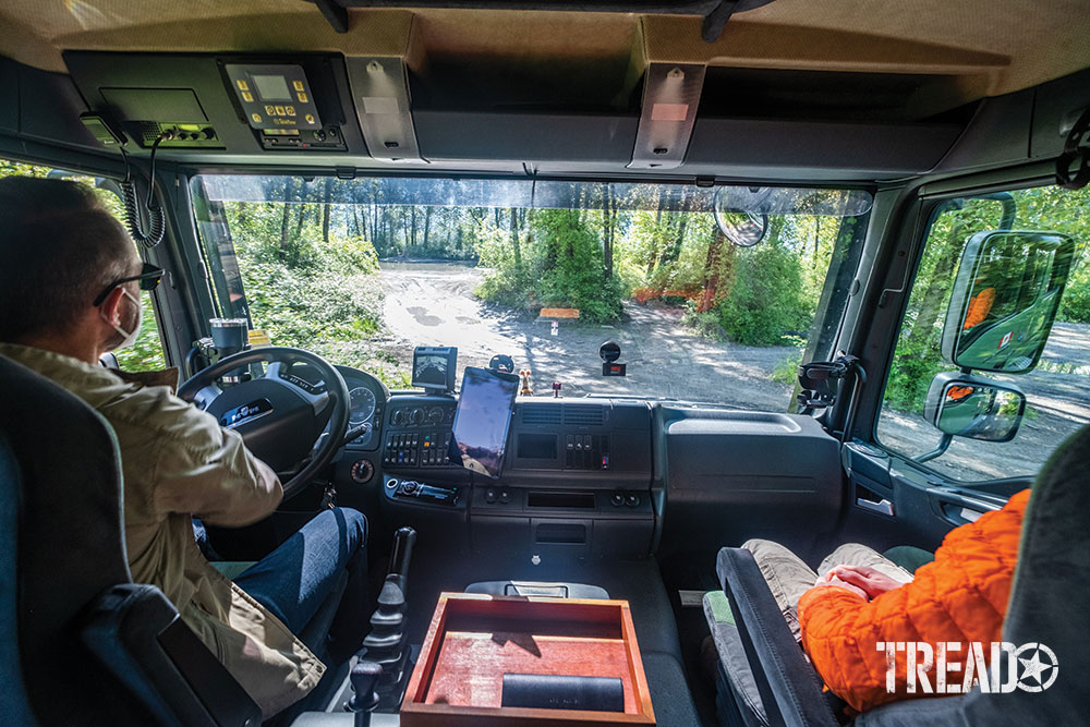 A spacious, bright cab of the MAN offers all occupants great views of passing scenery.