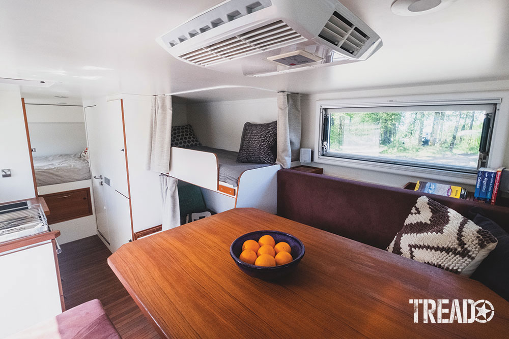 The beautiful interior of this MAN expedition truck has the comforts of home.