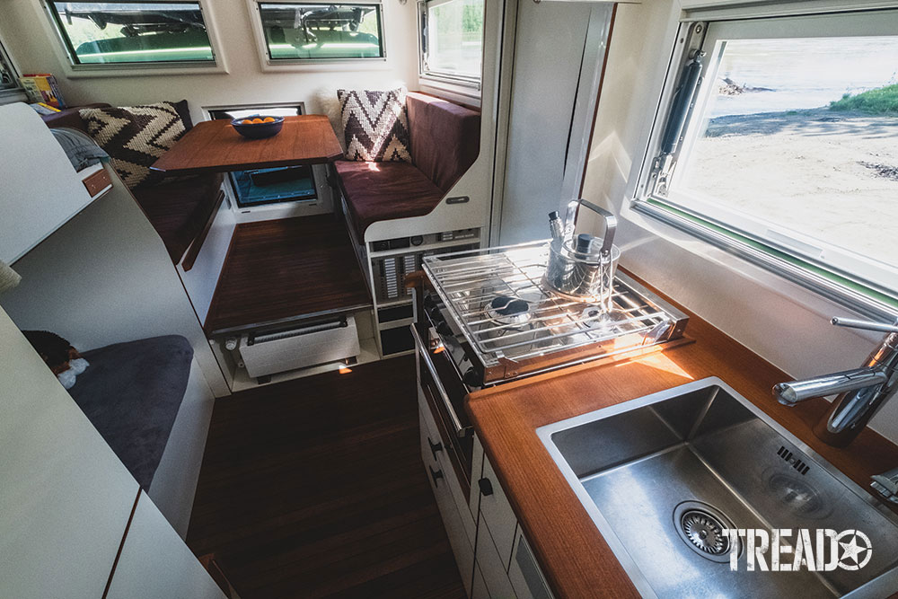 The beautiful interior of this MAN expedition truck has the comforts of home.