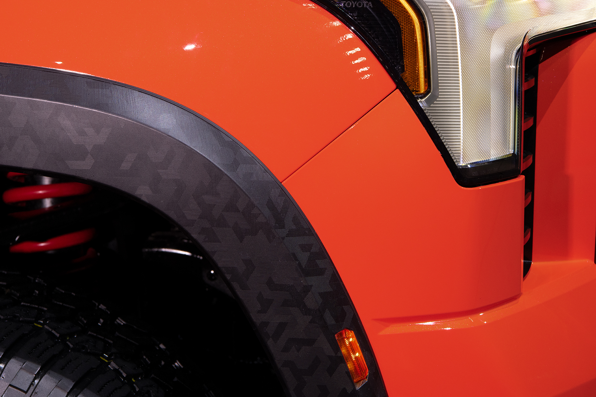 front fender of 2022 Toyota Tundra TRD Pro in Solar Octane orange