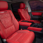 red interior of 2022 Toyota Tundra TRD Pro in Super White