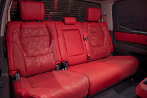 red interior of 2022 Toyota Tundra TRD Pro in Super White