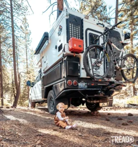 The stairs to the X-Camper discreetly fit in the headache rack behind the cab