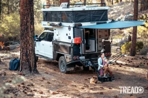 The Eezi-Awn Manta awning provides 270 degrees of shade around the truck