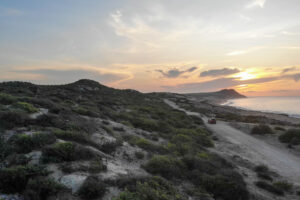 Drone shot of off-roading trail in the East Cape and desert area near San Jose Del Cabo