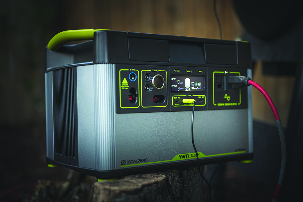 The Goal Zero Yeti 1500X Power Station with digital screen.