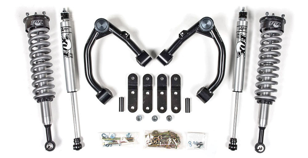 BDS 3-inch coilover systems for the Toyota Tundra, includes a pair of BDS performance series upper control arms, a set of heavy-duty shackles, grade-8 installation hardware and more. 