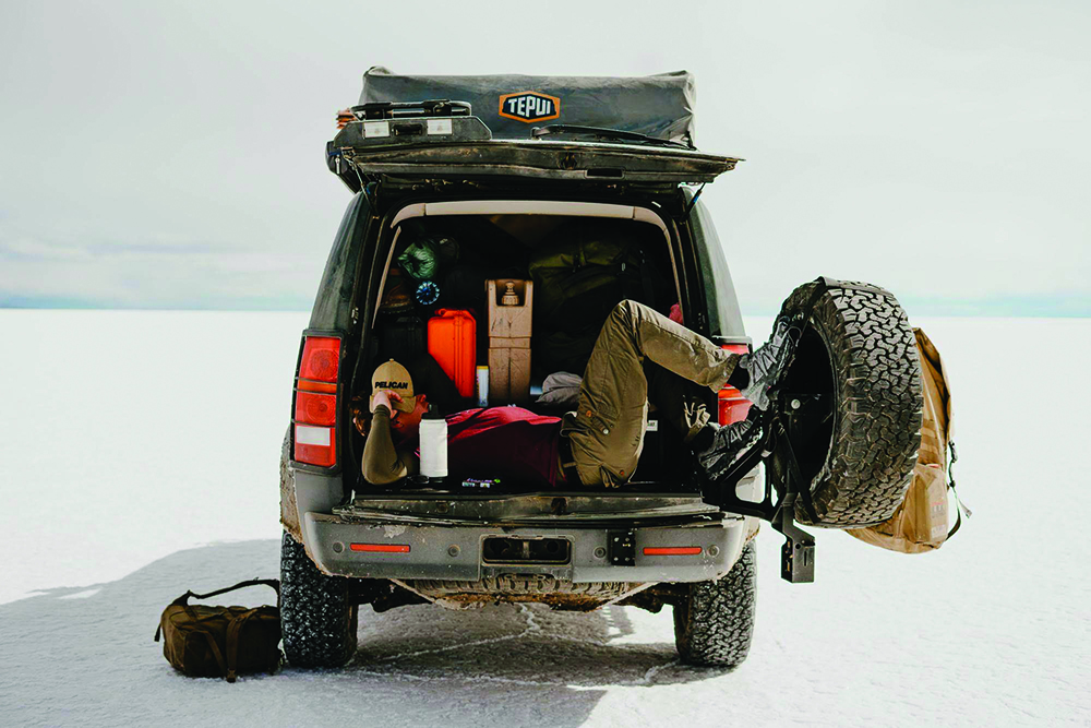 Andy Ellis takes a rest during his trek supporting military foundations 