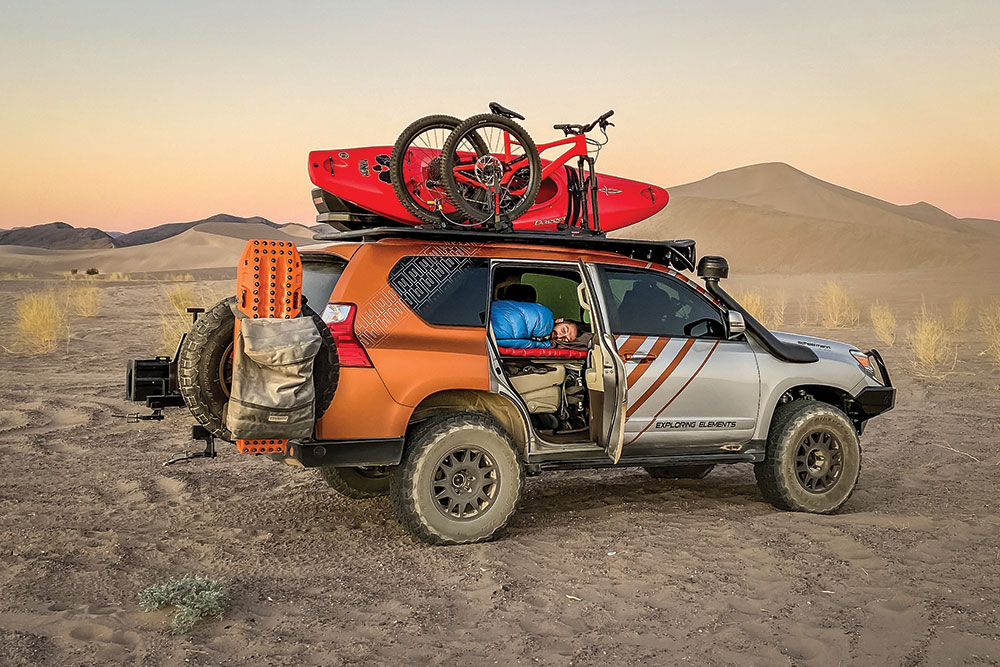 This orange Toyota 4x4 holds all of it's driver's gear.