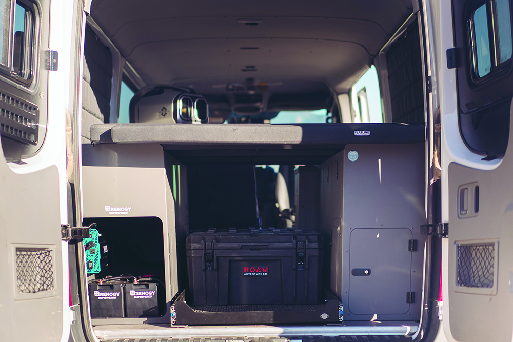 Storage under the bed in the 2018 4x4 diesel Mercedes Benz Sprinter