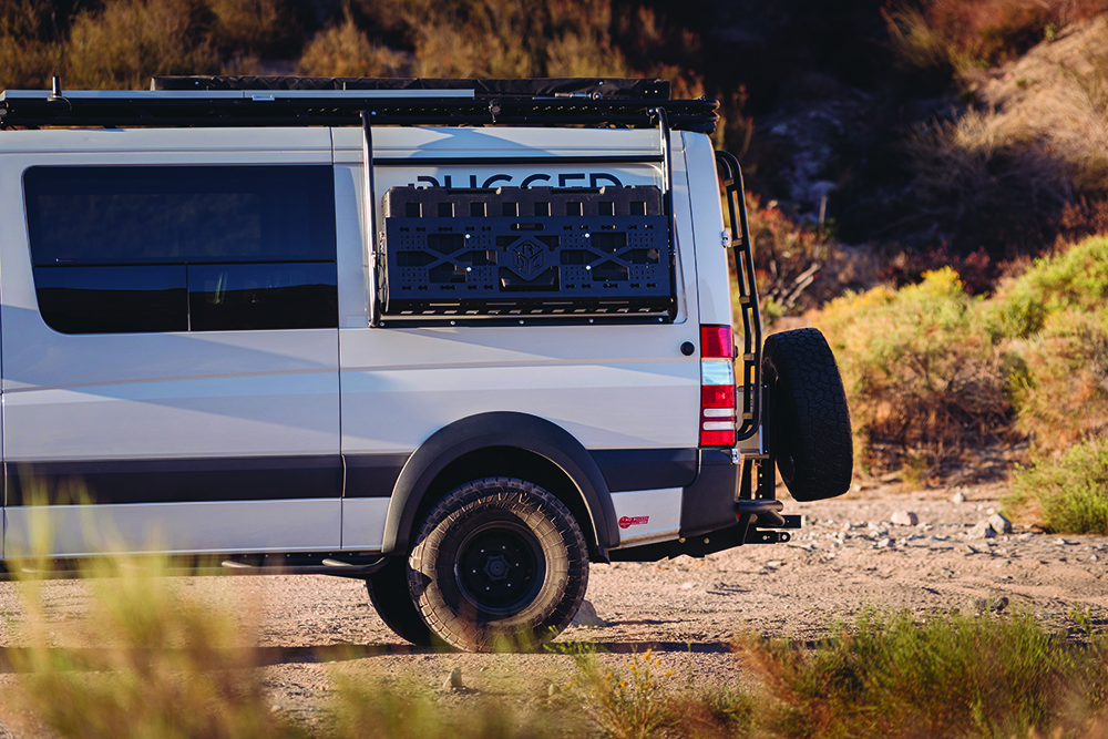 Exterior side storage box on the 2018 4x4 diesel Mercedes Benz Sprinter