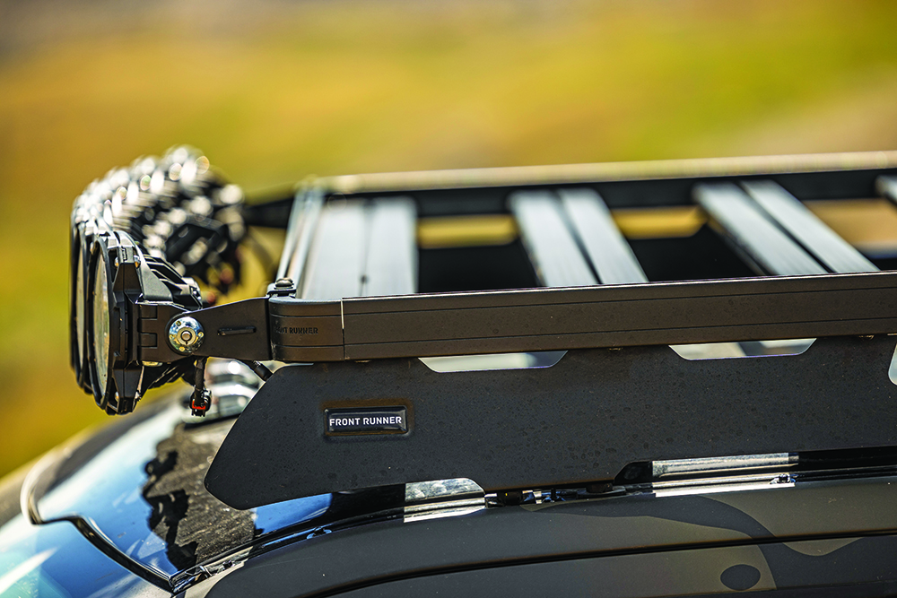 A closeup of the front light bar on the F250.