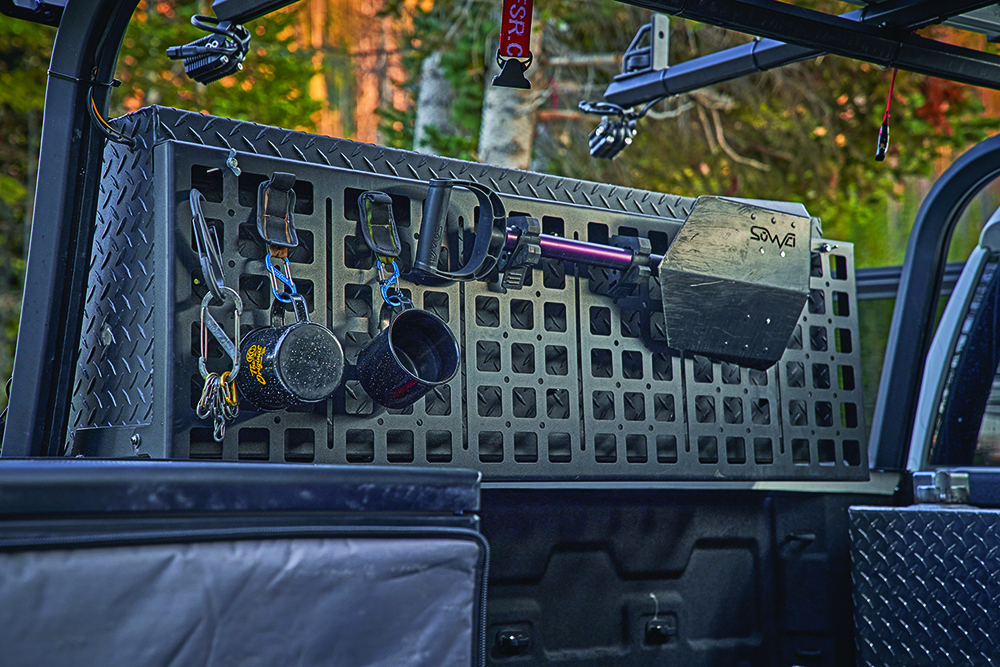 MOLLE panels on the back side of the DeeZee Top Siders keep accessories organized on the DeeZee Silverado