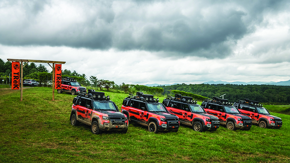 Five special edition Land Rover Defenders at the TReK competition. 