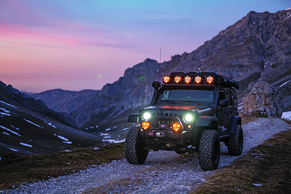 A Jeep driving through the Spanish Mountains 