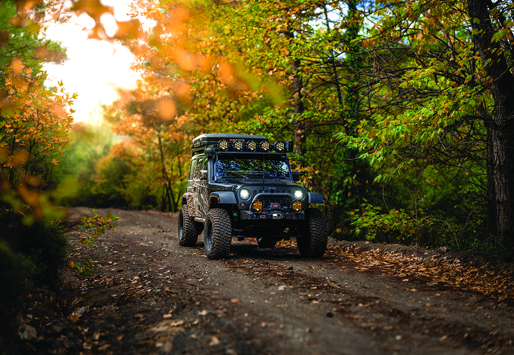 A Jeep drives down a trail in Turkey