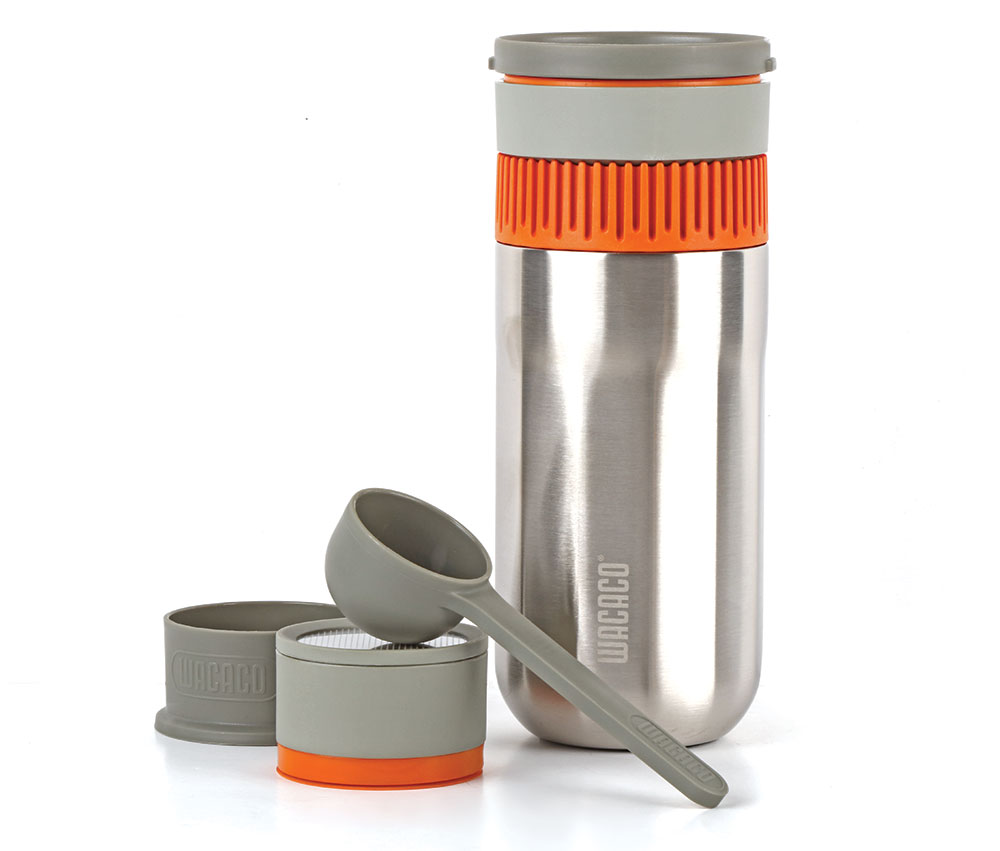 This stainless steel cup both brews coffee and keeps it warm.