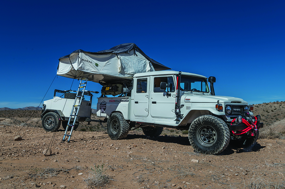 The roof top tent folded out.