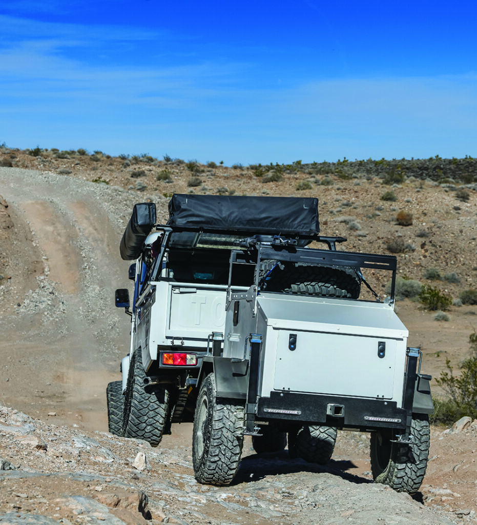 The 1988 Toyota Bandeirante takes the trail with matching trailer.