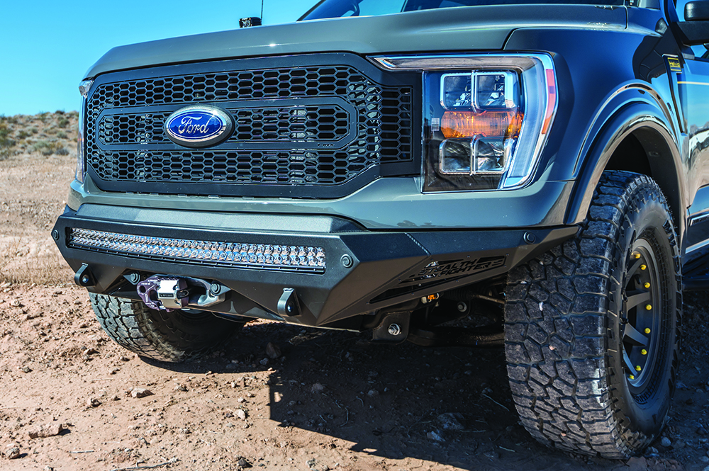 The front grille of the double duty F-150.
