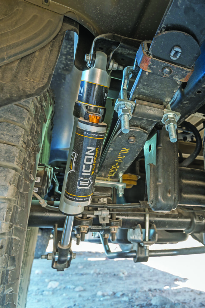 The underbody and shocks of the truck.