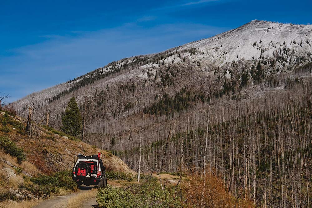 The 4Runner climbs through mountains in Montana.