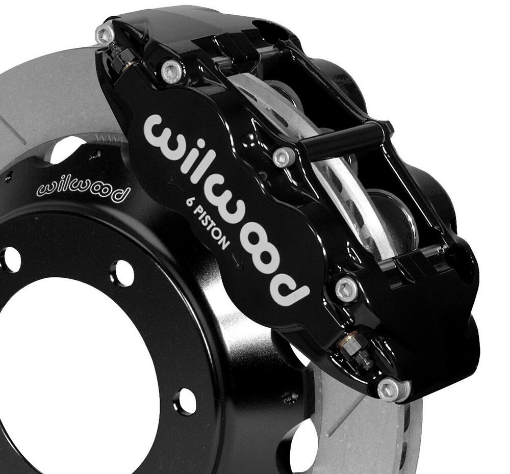Black and gray Wilwood Toyota disc brakes.