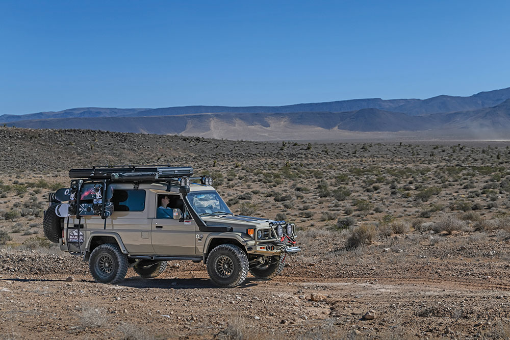 The Lexus Troopy blends into the desert landscape.