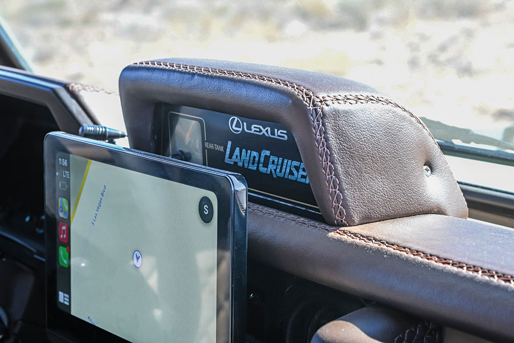 A Kenwood Exelon 10-inch infotainment touchscreen modernizes the Lexus Troopy.