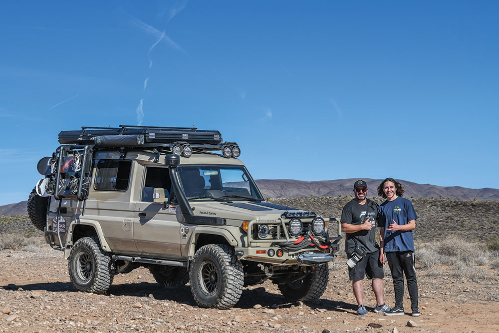 Martín and his son Nate pose with the Lexus Troopy.