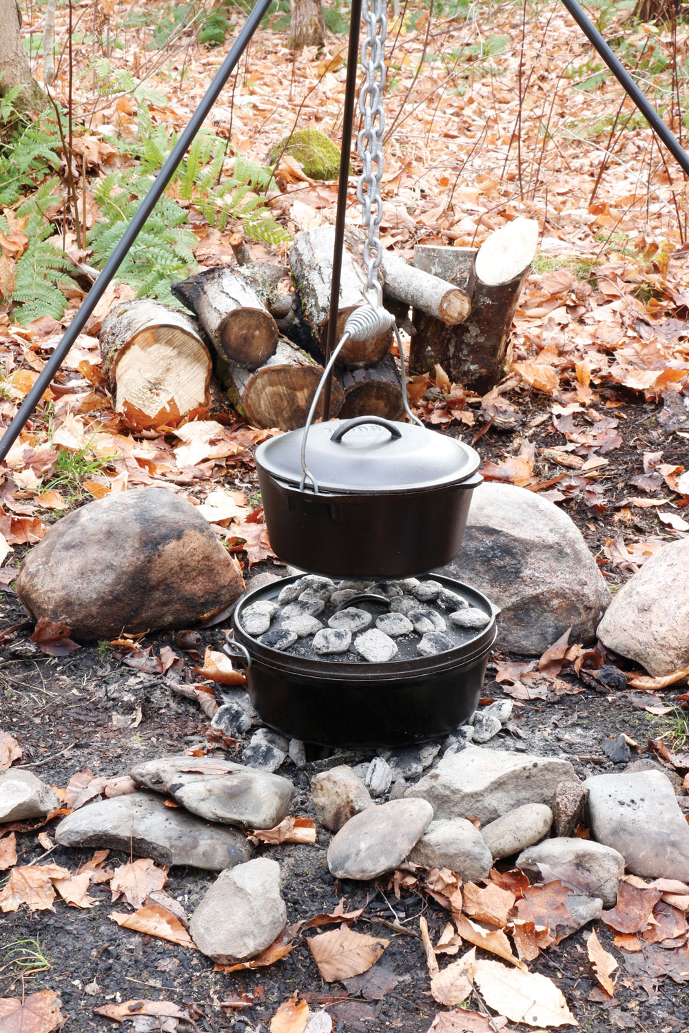 A dutch oven is the ideal campsite cuisine preparation method.
