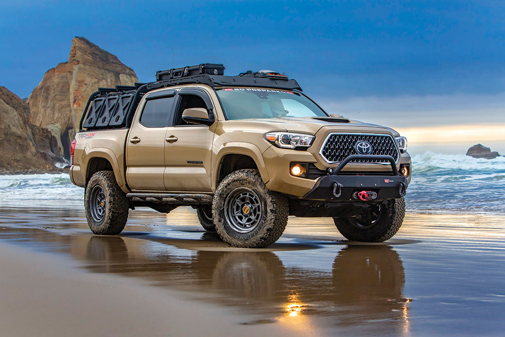 Reesor's tan Tacoma looks beefy on the beach.