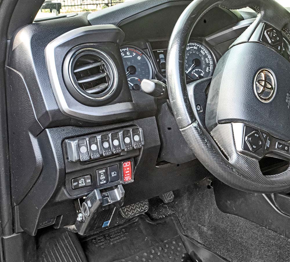 Trigger Six Shooter in-cabin switches help control the vehicle’s upgrades