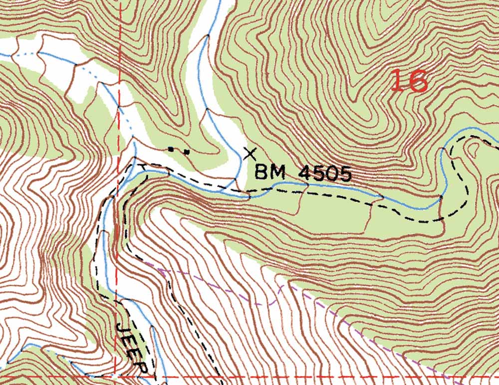  The convergence of three canyons in the Mt. San Antonio quadrangle