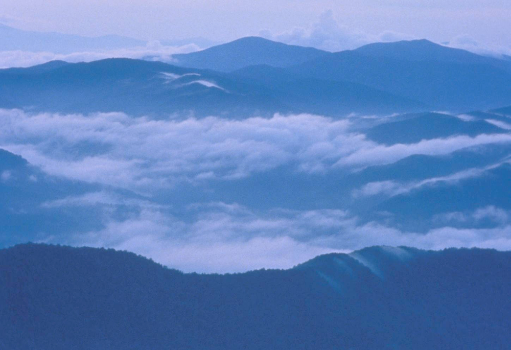 A bluish hue on the mountains of Great Smoky Mountains National Park