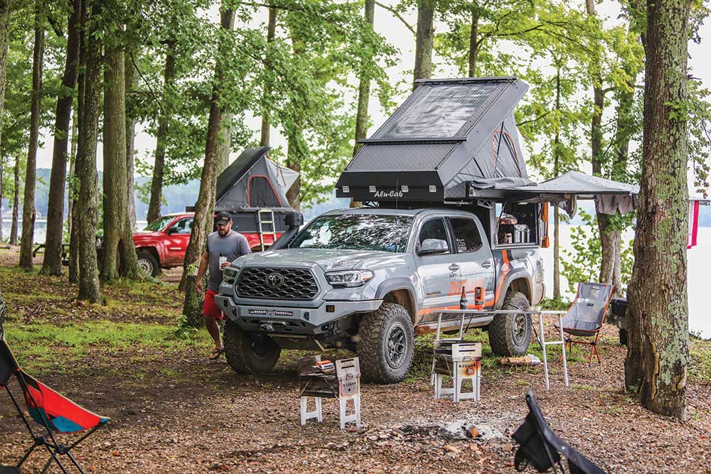 The Toyota Tacoma set up camp on the Trans-America Trail