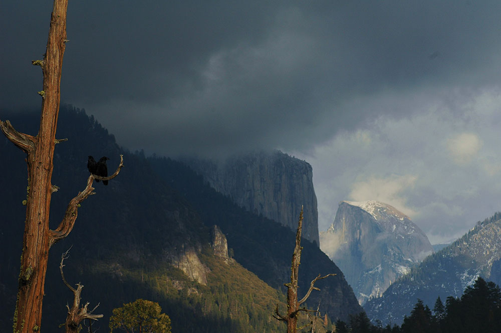 A low layer of dark clouds blankets the sky.