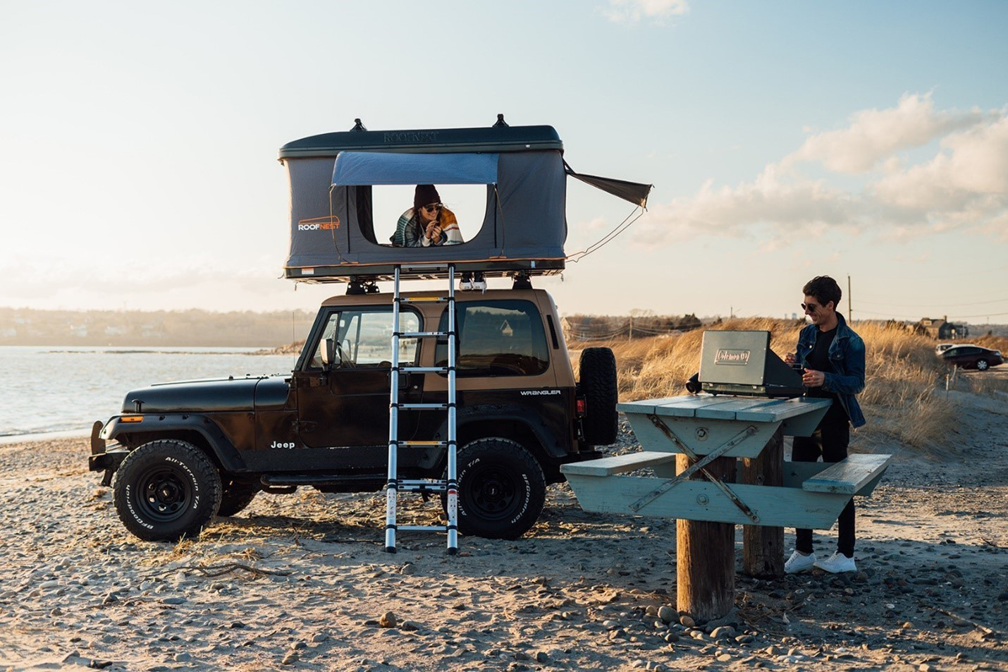 Roofnest Sparrow Adventure set up on the beach