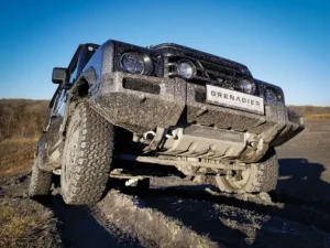Grenadier’s wheel articulation 9 inches in the front and 12 inches in the rear