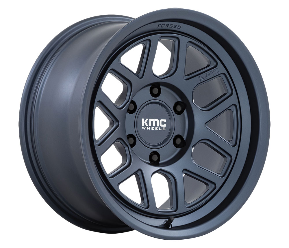 KMC KM728 Lobo wheel in dark metallic blue finish.
