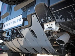 The INEOS Grenadier standard front, fuel tank, and rear skid plates